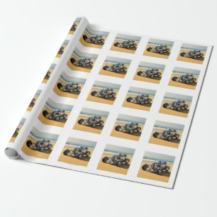 Papier Cadeau Voiture vintage argent sur la plage