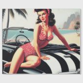Papier Cadeau Voiture Vintage Classic Pin Up (Plat)