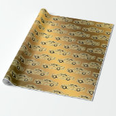 Papier Cadeau Voiture Vintage Noir Or Luxe (Déroulé)