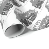 Papier Cadeau Voiture Vintage Voyage (Coin rond)