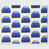 Papier Cadeau Voiture VUS de véhicule électrique bleu (Plat)