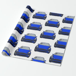 Papier Cadeau Voiture VUS de véhicule électrique bleu