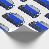 Papier Cadeau Voiture VUS de véhicule électrique bleu (Coin)