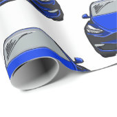 Papier Cadeau Voiture VUS de véhicule électrique bleu (Coin rond)