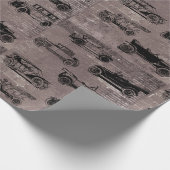 Papier Cadeau Voitures anciennes en brique taupe et papier journ (Coin)