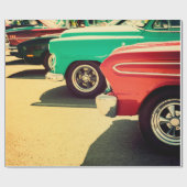Papier Cadeau Voitures classiques garées dans une voiture à rame (Plat)