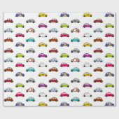 Papier Cadeau Voitures compactes amusantes de style rétro (Plat)