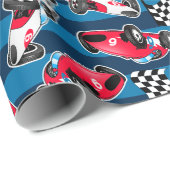 Papier Cadeau Voitures de course vintages (Coin rond)