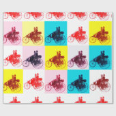 PAPIER CADEAU VOITURES DE VINTAGE RASSEMBLANT POP ART (Plat)