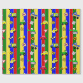 Papier Cadeau Voitures et camions Bleu, vert et jaune Garçon (Plat)