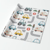 Papier Cadeau Voitures Pattern enfants (Déroulé)