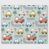 Papier Cadeau Voitures Pattern enfants  (Plat)