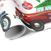 Papier Cadeau Voitures vintage personnalisées Noël (Coin rond)