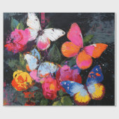 Papier Cadeau Vol de Papillon Abstrait Vibrant (10) (Plat)