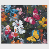 Papier Cadeau Vol de papillon abstrait vibrant (2) (Plat)