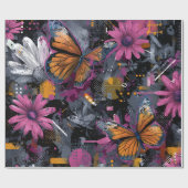 Papier Cadeau Vol de Papillon Abstrait Vibrant (4) (Plat)