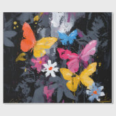 Papier Cadeau Vol de Papillon Abstrait Vibrant (5) (Plat)