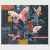 Papier Cadeau Vol de Papillon Abstrait Vibrant (6) (Plat)