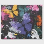 Papier Cadeau Vol de Papillon Abstrait Vibrant (7) (Plat)
