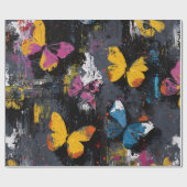 Papier Cadeau Vol de Papillon Abstrait Vibrant (8) (Plat)