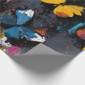 Papier Cadeau Vol de Papillon Abstrait Vibrant (8) (Coin)