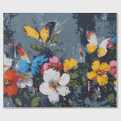 Papier Cadeau Vol de Papillon Abstrait Vibrant (9) (Plat)