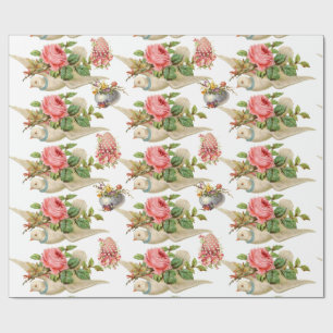 PAPIER CADEAU VOL DE POIGNÉE AVEC ROSES ROSES ROSES ET OEUFS FLO
