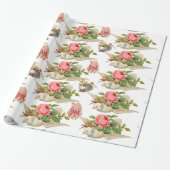 PAPIER CADEAU VOL DE POIGNÉE AVEC ROSES ROSES ROSES ET OEUFS FLO (Déroulé)