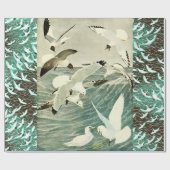 PAPIER CADEAU VOL DE SEAGULLES AU-DESSUS DES VAGUES (Plat)