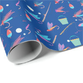 Papier Cadeau Vol Pêche Lure Rod Sports Motifs (Coin rond)
