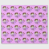 Papier cadeau volant fée violette (Plat)