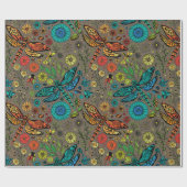 Papier Cadeau Voler, libellule de mouche sur brun (Plat)