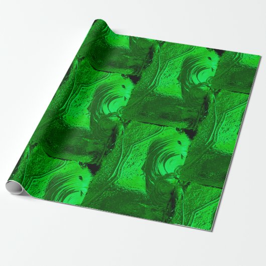 Papier Cadeau Volet D'Église En Vert (Déroulé)