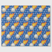 Papier Cadeau Volley-ball à flamme personnalisable (Plat)