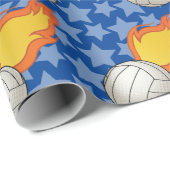 Papier Cadeau Volley-ball à flamme personnalisable (Coin rond)
