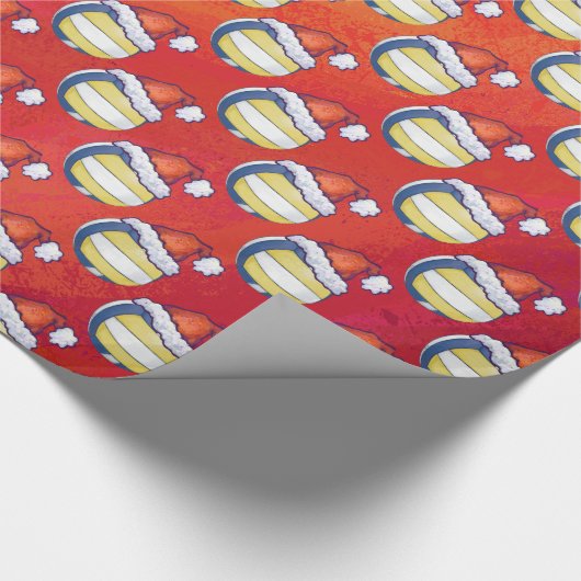 Papier Cadeau Volley-ball avec Casquette de Noël (Coin)