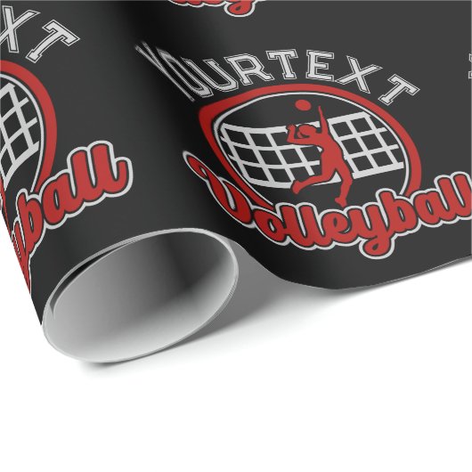 Papier Cadeau Volleyball AJOUTER LE NOM Spike Ball Attaque Équip (Coin rond)