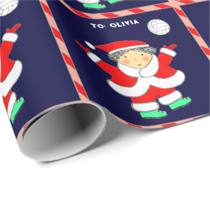 Papier Cadeau Volleyball Féminin Noël