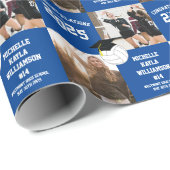 Papier Cadeau Volleyball Graduation Sports Blue (Coin rond)