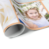 Papier Cadeau Vos Photos Collage Personnalisé Moderne Boho Orang (Coin rond)