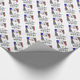 Papier Cadeau Votez ! Vieux anglais Sheepdog Grey 1 mignon polit