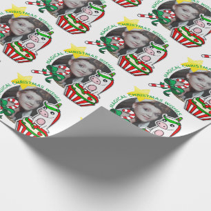 Papier Cadeau Votre cadre photo Cupcake de licorne de Noël