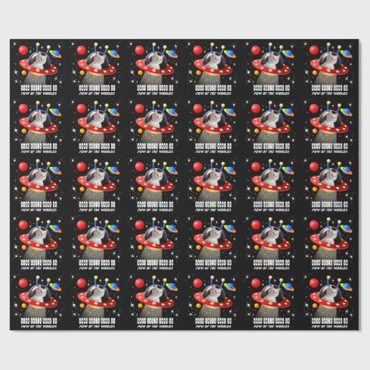 Papier Cadeau Votre chat dans un vaisseau spatial Alien UFO Sci (Plat)