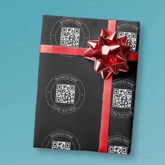 Papier Cadeau Votre code QR & Texte modifiable | Noir & Blanc