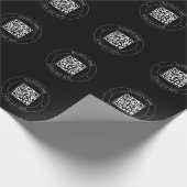 Papier Cadeau Votre code QR & Texte modifiable | Noir & Blanc (Coin)