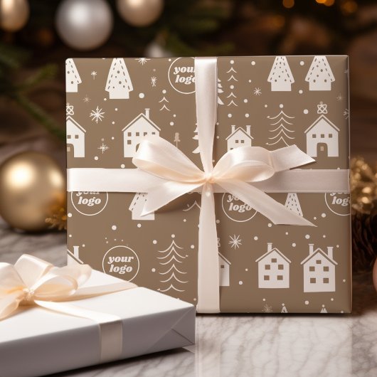 Papier Cadeau Votre logo Artisanat Brown Noël