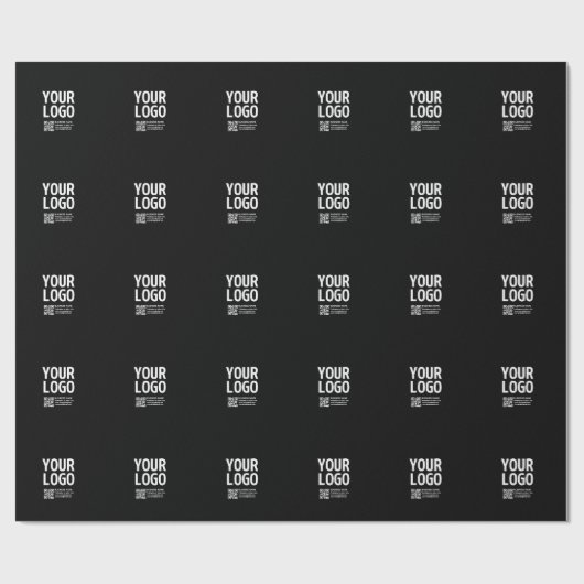 Papier Cadeau Votre logo avec code QR et texte modifiables (Plat)