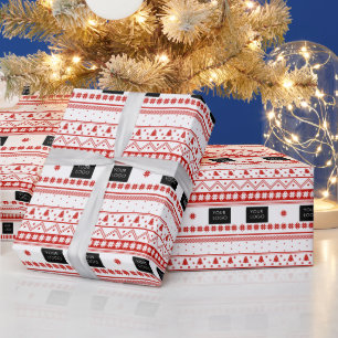 Papier Cadeau Votre logo Business Nordic Christmas Red White