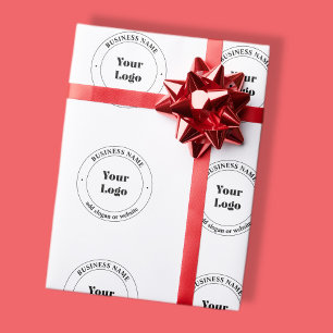 Papier Cadeau Votre logo d'entreprise et texte promotionnel   Bl