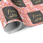 Papier Cadeau Votre logo Entreprise Parties scintillant rose (Coin rond)